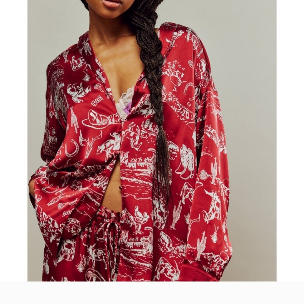 NEW WESTERN PRINT FREE PEOPLE PJs SZ XL - Picture 3 of 4